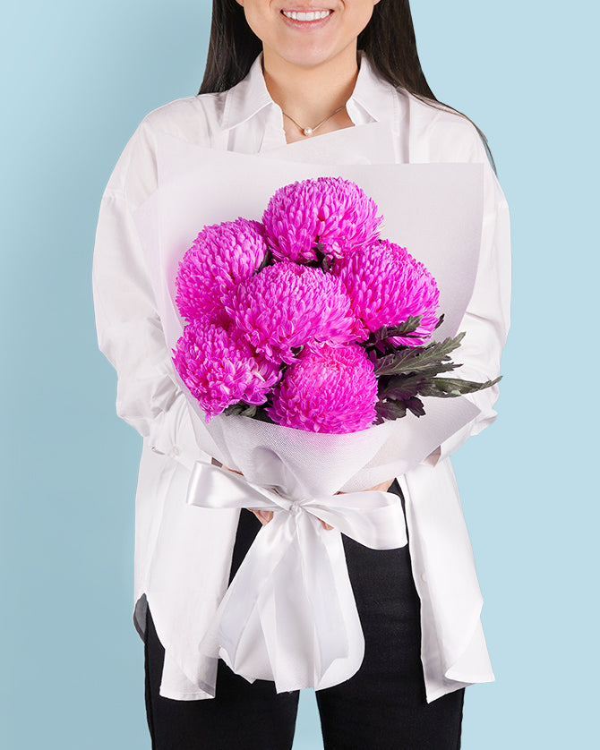 Disbud Mum Flower Bouquet - Same Day Delivery