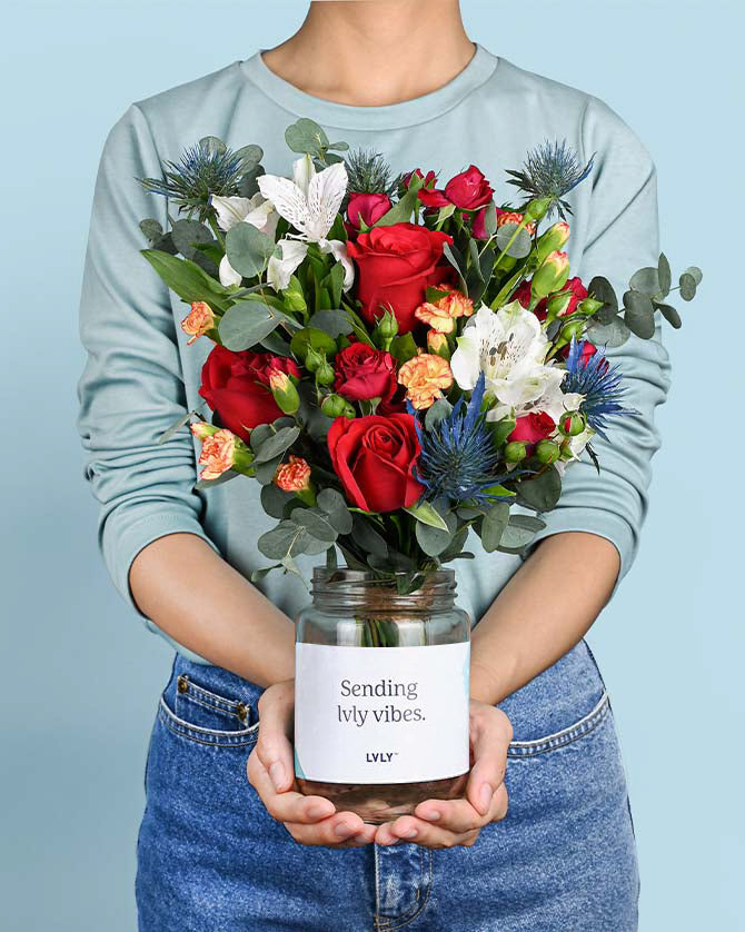 Red Romance Flower Jar 5