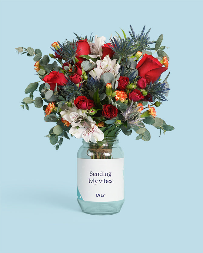 Red Romance Flower Jars